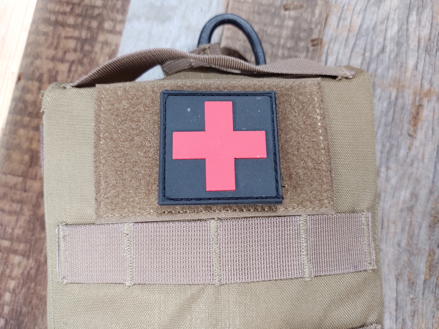 Red First Aid Kit Patch (3.5 Inch) Velcro Badge (Hook & Loop